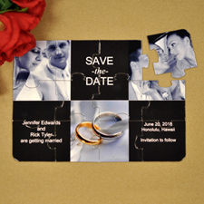 Custom Black Three Collage Invitation Puzzle