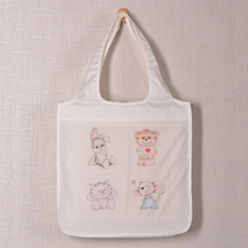 Personalized 4 Collage Folded Shopper Bag, Classic