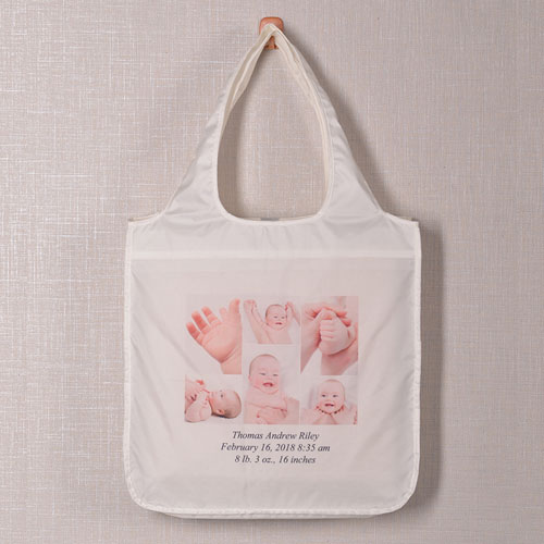 Personalized 6 Collage Folded Shopper Bag, Elegant