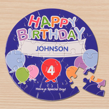 Birthday Balloons Blue Round 7 1/4