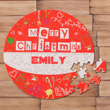Merry Christmas Red Round 7 1/4