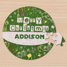 Merry Christmas Green Round 7 1/4
