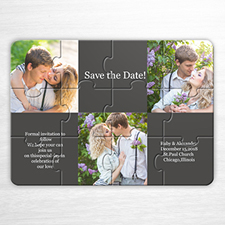 Tie The Knot Invitation Puzzle, 3 Photo Collage Grey