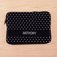 Personalized Name Black Polka Dots Macbook Air 11 Sleeve