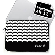 Custom Name Black Chevron Macbook Air 11 Sleeve