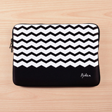 Personalized Name Black Chevron Macbook Air 13 Sleeve