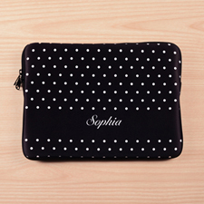 Personalized Name Black Polka Dots Macbook Air 13 Sleeve