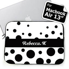 Custom Name Black Retro Circles Macbook Air 13 Sleeve