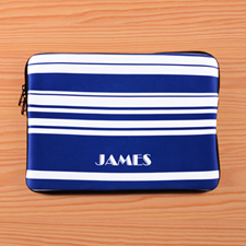 Personalized Name Blue Stripes Macbook Air 13 Sleeve