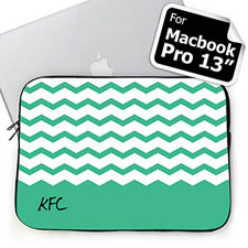 Personalized Initials Mint Chevron Macbook Pro 13 Sleeve (2015)
