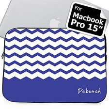 Custom Name Blue Chevron Macbook Pro 15 Sleeve (2015)
