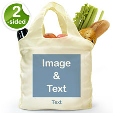 Personalized Both Sides Folded Shopper Bag, Square Image