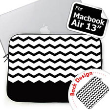 Customize 2 Sides Personalized Name Black Chevron Macbook Air 13 Sleeve