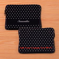 Custom Front And Back Personalized Name Black Polka Dots Macbook Air 13 Sleeve