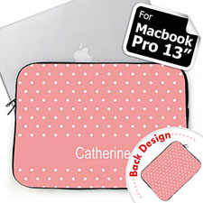 Personalized Both Sides Custom Initials Pink Polka Dots Macbook Pro 13 Sleeve (2015)