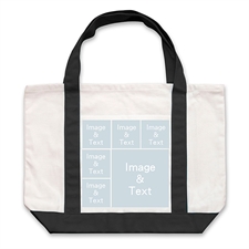 Six Square Collage Personalized Tote Bag, Black