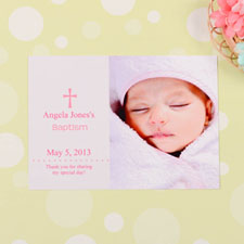 Print Your Own Memorable Moment – Pink Baptism Photo Invitation Cards