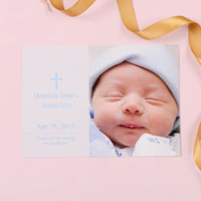 Print Your Own Memorable Moment – Blue Baptism Photo Invitation Cards