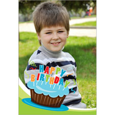 Personalized Cool Cupcake Blue Lenticular Greeting Card