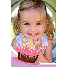 Personalized Cool Cupcake Pink Lenticular Greeting Card