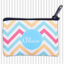 Aqua Yellow Pink Chevron Personalized Coin Purse