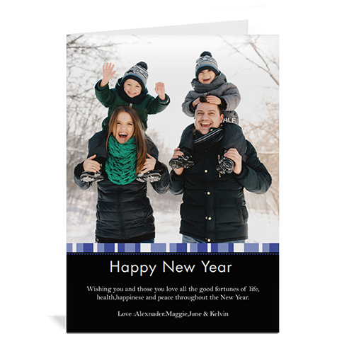 Blue Merry Miracle Personalized Portrait Photo Christmas Card