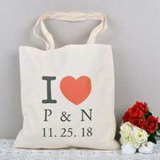 I Heart Custom Message Budget Canvas Tote Bag