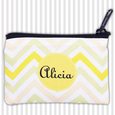 Yellow Chevron Personalized Coin Purse