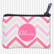 Pink Yellow Carol Chevron Personalized Coin Purse