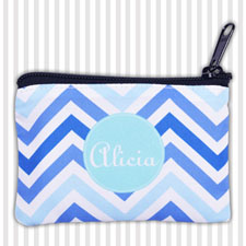 Blue Chevron Personalized Coin Purse