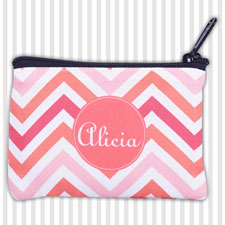 Coral Chevron Personalized Coin Purse
