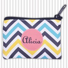 Lemon Blue Carol Chevron Personalized Coin Purse
