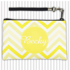 Personalized Modern Yellow Chevron Wristlet Bag (Medium Inch)
