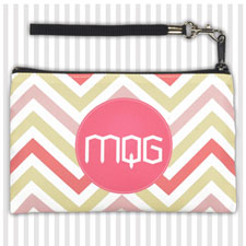 Personalized Pink Yellow Carol Chevron Wristlet Bag (Medium Inch)