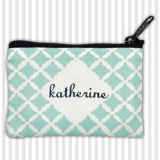 Aqua Clover Personalized Coin Purse
