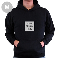 Mini Square Image Custom Hoodie With Kangaroo Pouch Black Medium Size