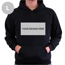 Custom Landscape Image & Text Black Without Zipper Large Size Hoodies