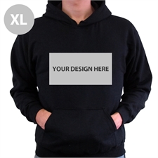 Custom Landscape Image & Text Black Without Zipper Extra Large Size Hoodies