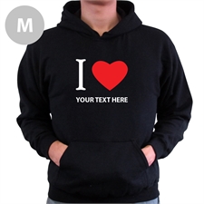 Personalized I Love (Heart) Black Medium Hoodies