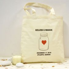 Personalized Red Mason Jar Cotton Tote Bag