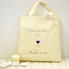 Personalized Wedding Navy And Pink Mason Jar Cotton Tote Bag