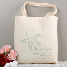 Personalized Starfish Beach Wedding Cotton Tote Bag