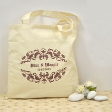Lavender Swirly Vines Personalized Wedding Cotton Tote Bag
