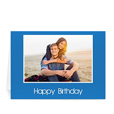 Custom Classic Blue Photo Birthday Cards, 5X7 Folded