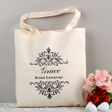 Vintage Swirl Personalized Wedding Cotton Tote Bag