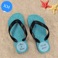 Design My Own Aqua Damask Personalized Flip Flops, Kid Medium Flip Flops