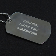 Personalized Message Engraved Dog Tag Pendant