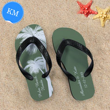 Design My Own Personalized Wedding Palm Tree Kids Medium Flip Flops