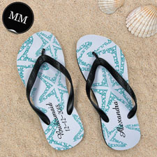 Design My Own Aqua Starfish Personalized Text, Men's Medium Flip Flop Sandals