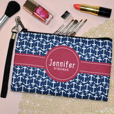 Personalized Anchor Patter Personalized Bridal Gift Wristlet Bag (Medium Inch)